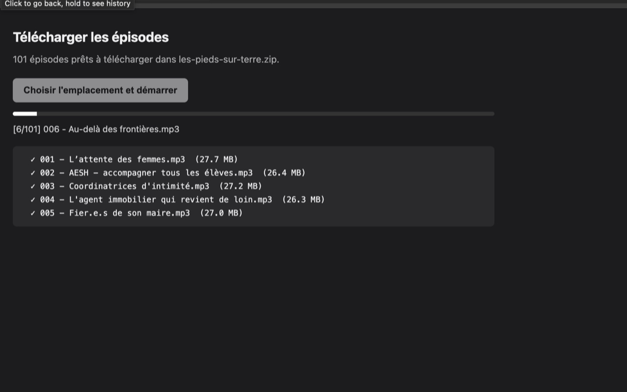 Onglet downloader en cours